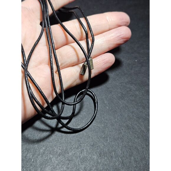 Pandora Sterling Silver Black Cord Necklace Lariat Style 40" - Picture 4 of 10